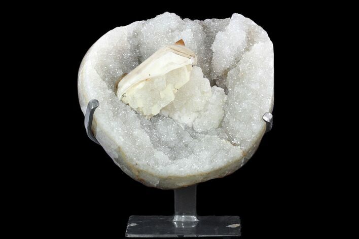 Quartz & Calcite Crystal Cluster on Metal Stand - Uruguay #126145